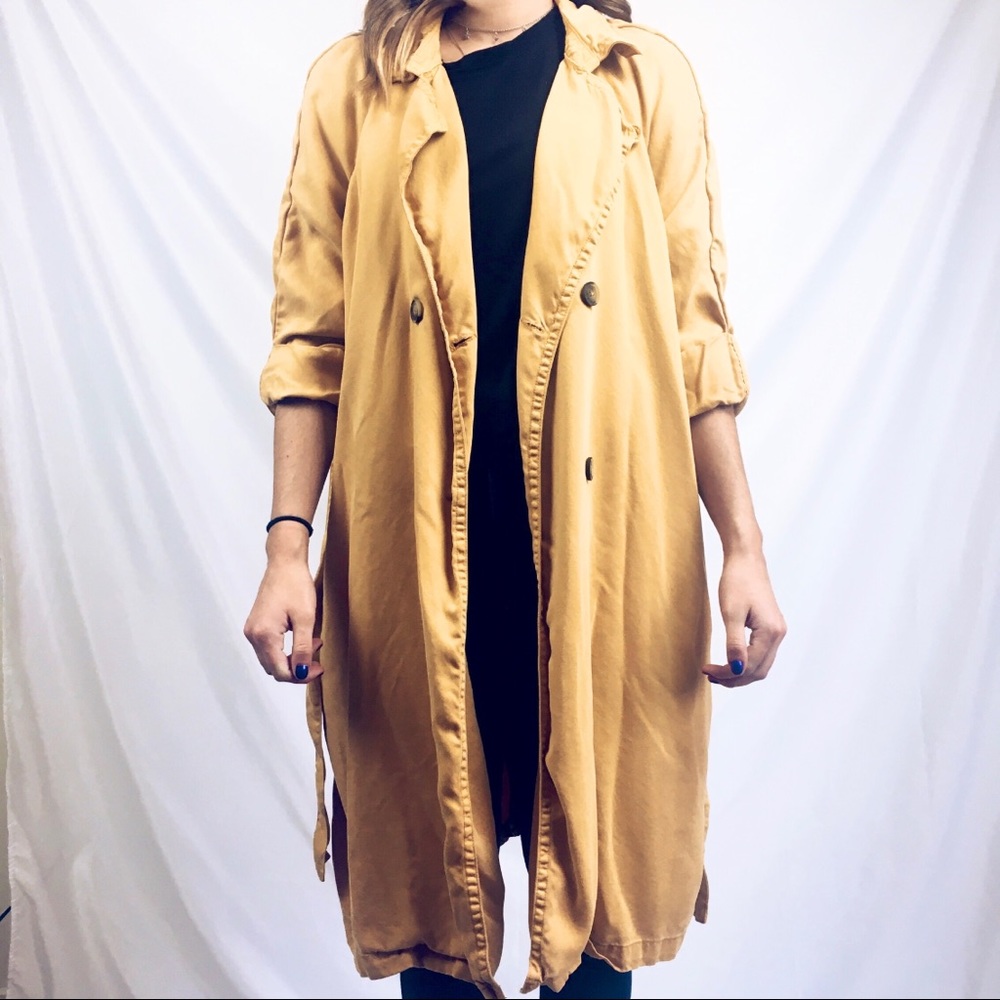 🌼 Max Jeans Mustard Yellow Soft Duster Trench Coa